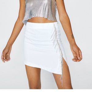 NWT NastyGal Asymmetric Diamante Trim Mini Skirt